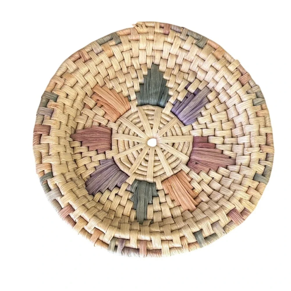 Vintage Handwoven Wicker Pastel Southwestern Basket Casserole HotPad Wall‎ Decor